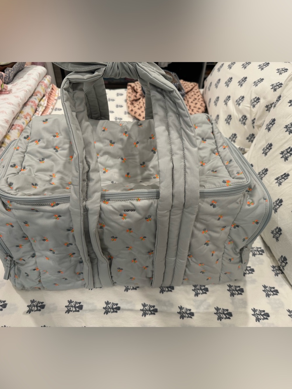 Caraa Baby Hospital Bag in Dove Embroidered Organic Cotton